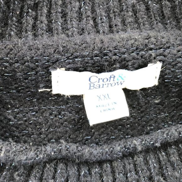 Croft & Barrow Womens Sweater Size XXL Mock Neck Navy Blue Knit Textured Casual - Picture 3 of 12